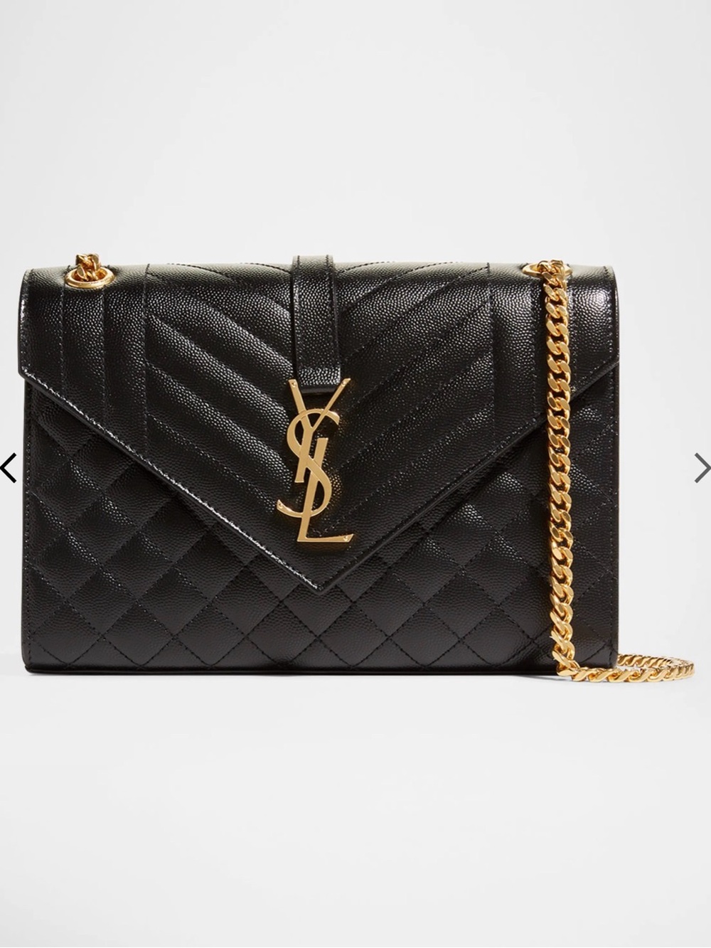 Saint Laurent Envelope Triquilt Medium YSL Shoulder Bag in Grained Leather